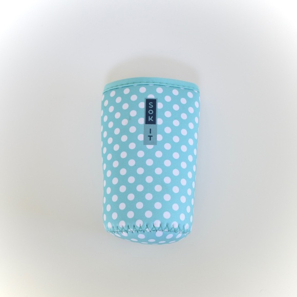 Sok It Botl Sok Water Bottle Sleeve Insulated 16oz Bottle Cover (Teal Polkadots) - Picture 2 of 3
